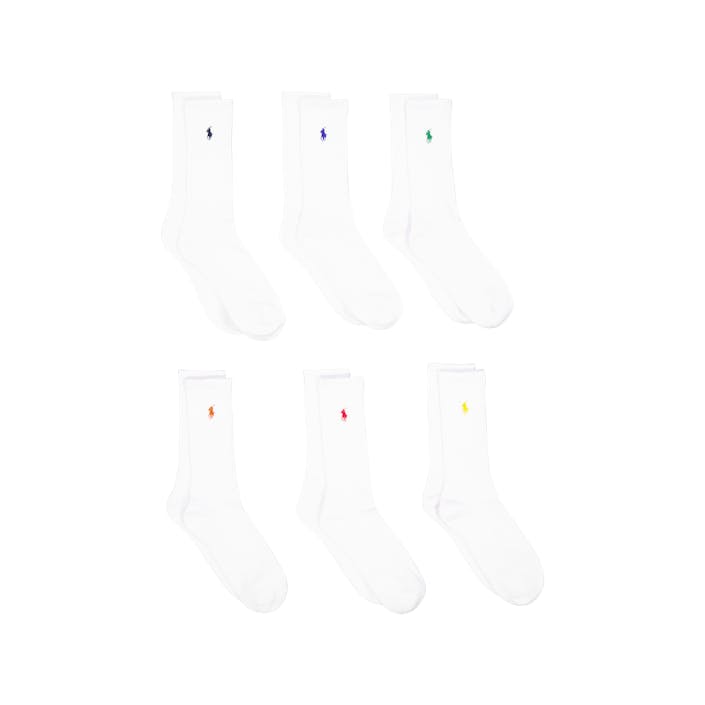 Cotton-Blend Crew Sock 6-Pack White Colored Pp, Male, Vaatteet, Sukat, Valkoinen, ONESIZE
