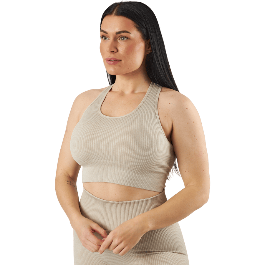 Rib Seamless Crop Top Mushroom