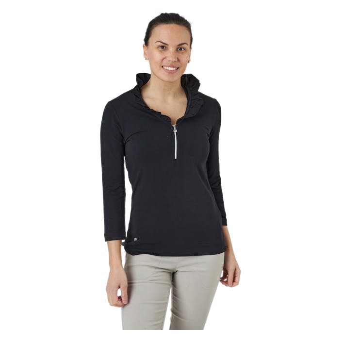 Patrice 3/4 Polo Shirt Black, Female, Kläder, Skjortor, Golf, Svart, XS