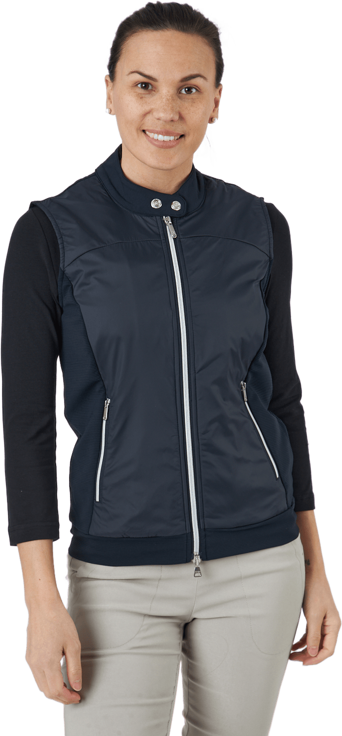 Peg Vest Navy, Female, Apparels, jackets, Golf, Blue, XS