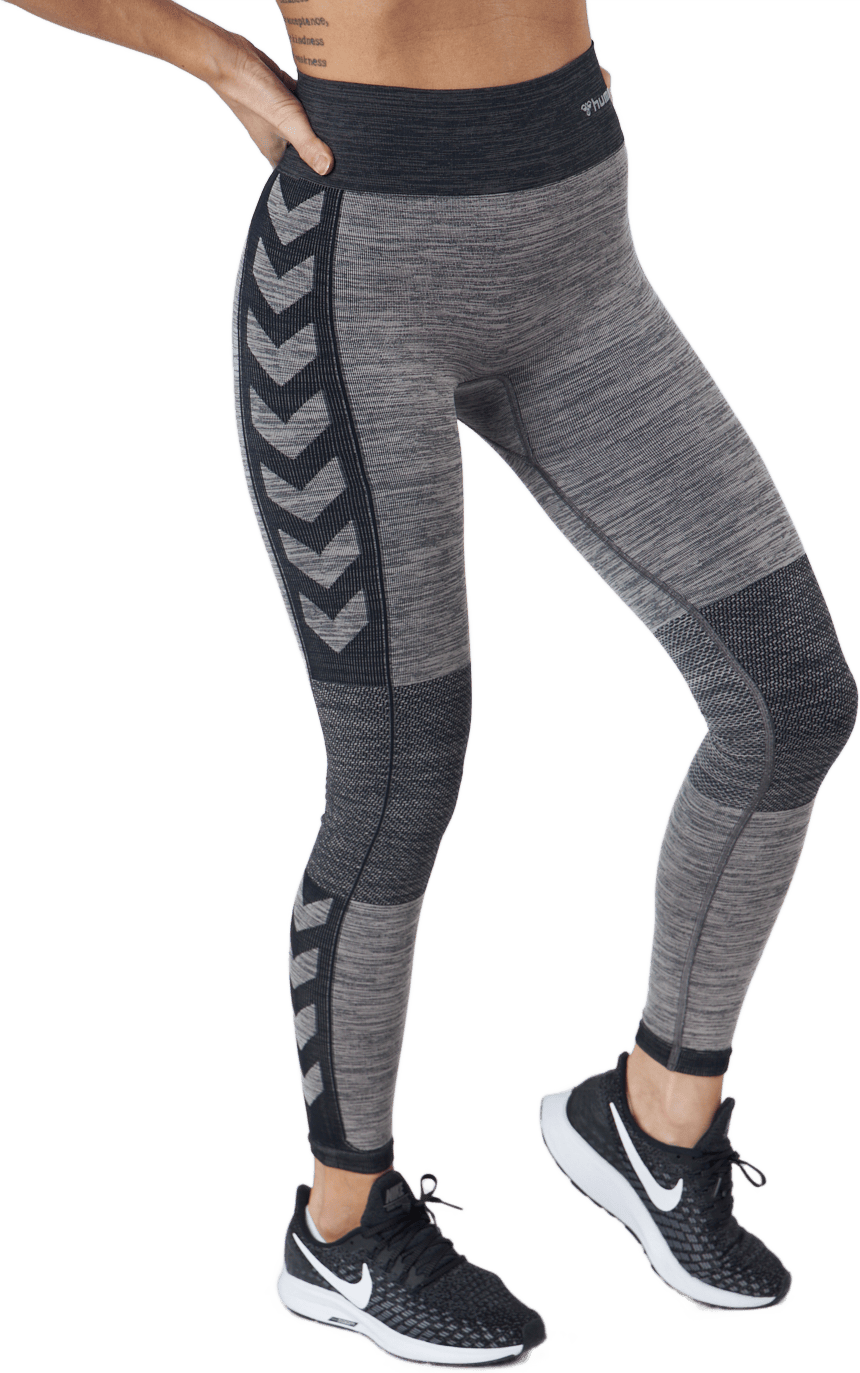 Hmlclea Seamless Mid Waist Tig Chateau Gray/black Melange - Bild 2