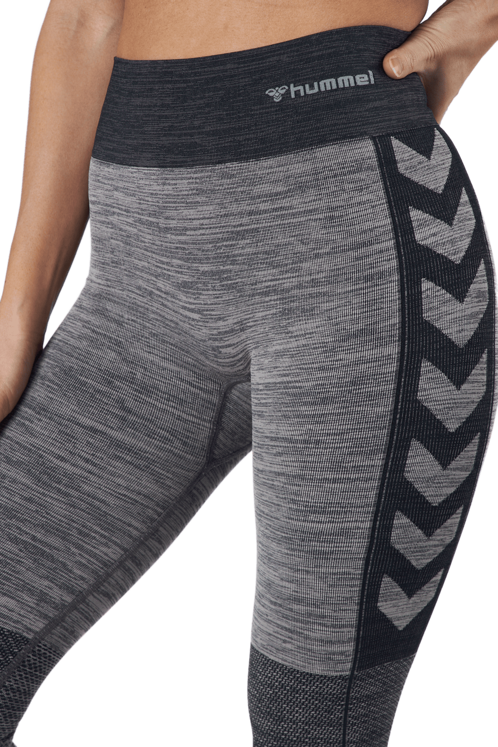 Hmlclea Seamless Mid Waist Tig Chateau Gray/black Melange - Bild 4