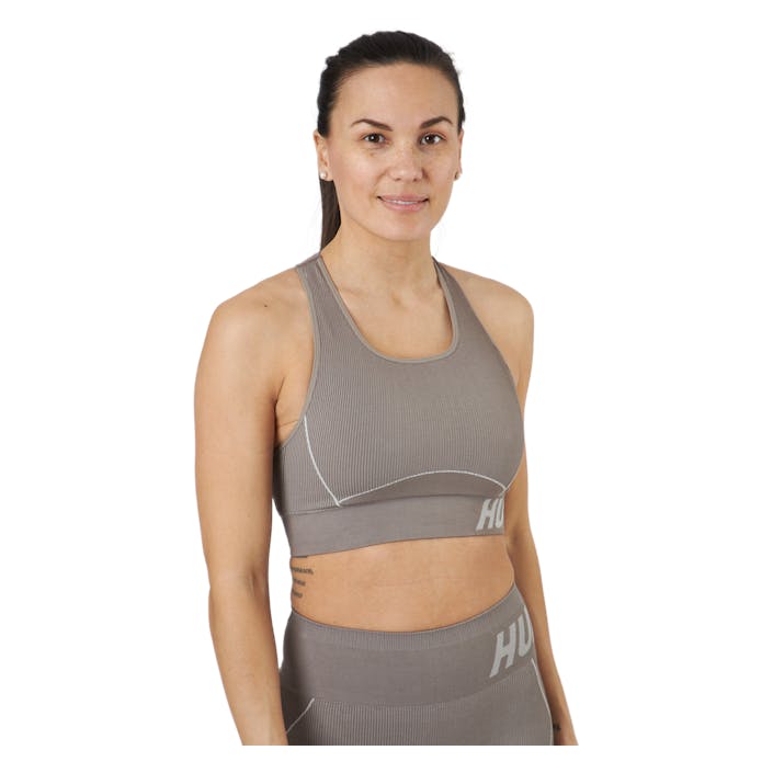 Hmlte Christel Seamless Sports Chateau Gray/driftwood Melange, Female, Odzież, Stanik sportowy, Bieganie, Beżowy, M