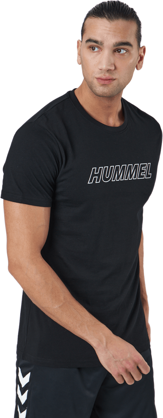 Hmlte Callum Cotton T-shirt Black, Male, Klær, T skjorte, Svart, M