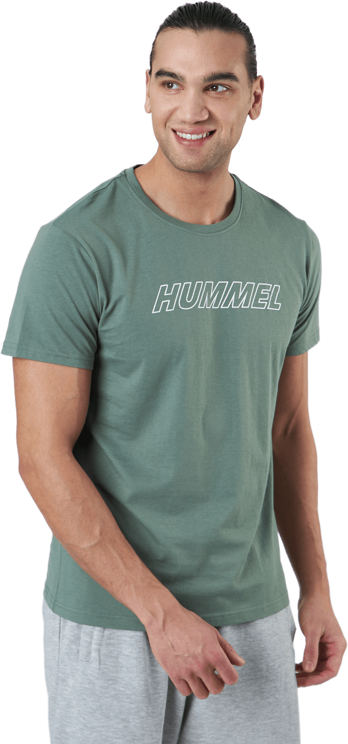 Hmlte Callum Cotton T-shirt Laurel Wreath, Male, Klær, T skjorte, Grønn, XL