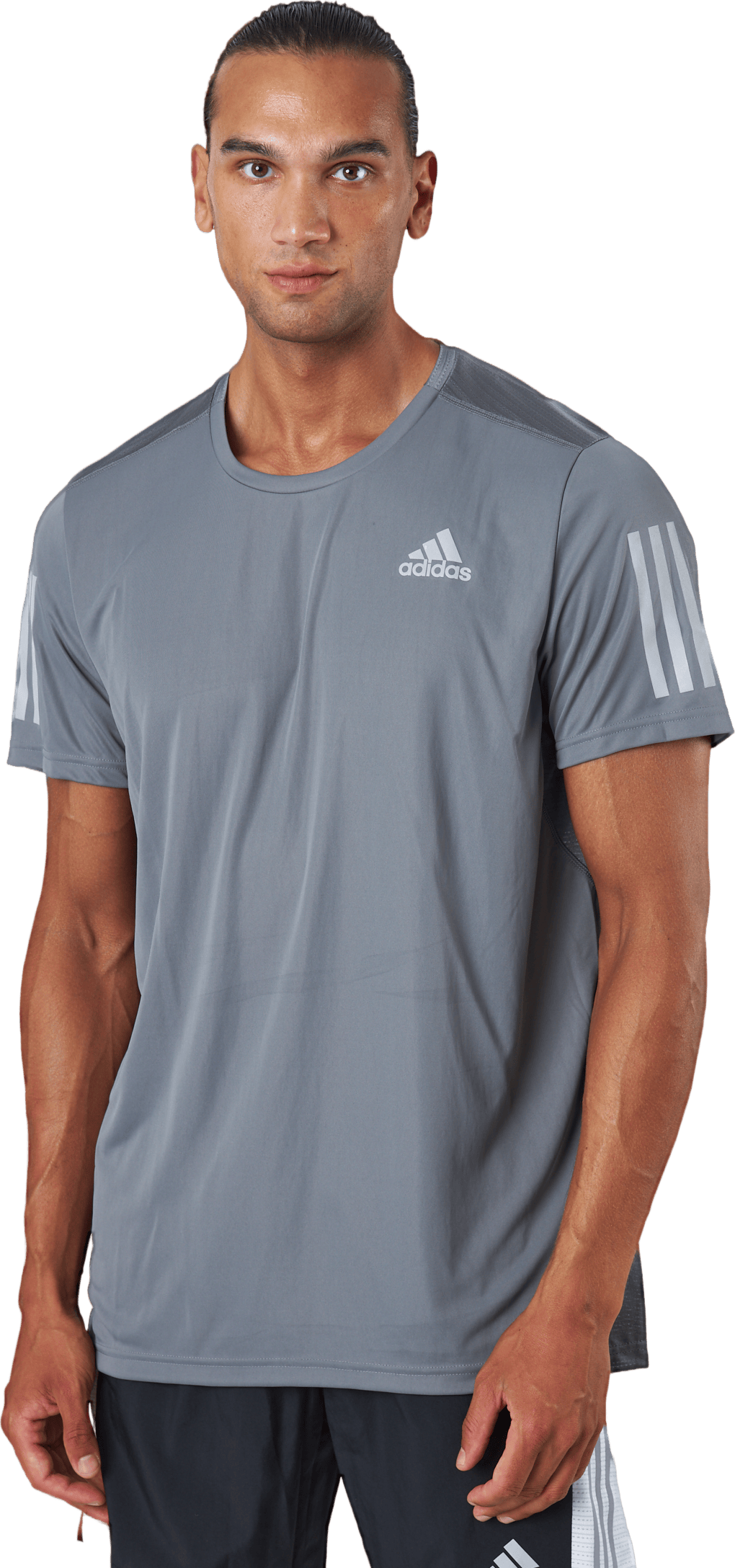 Own The Run Tee Grey Four/reflective Silver, Male, Apparels, T-shirt, Running, Grey, L