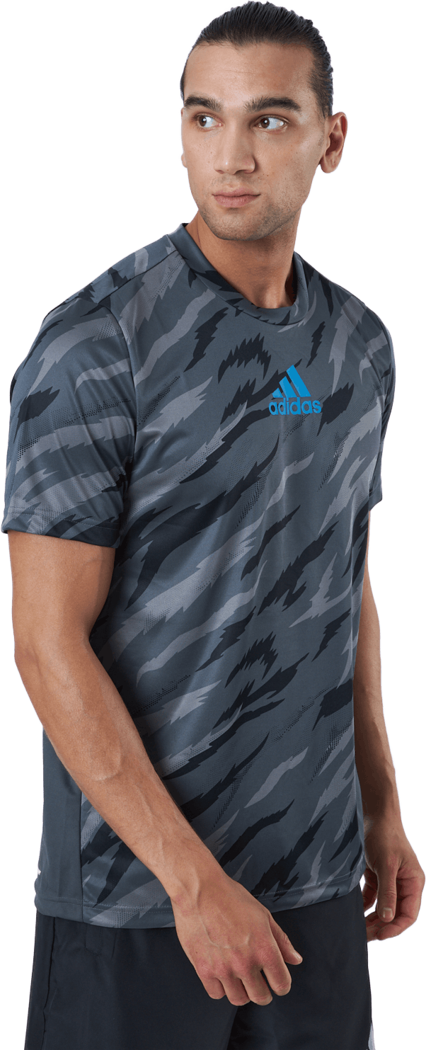 Feelstrcamo Tee Grey Six/blue Rush, Male, Tøj, T-shirt, Træning, Blå, M