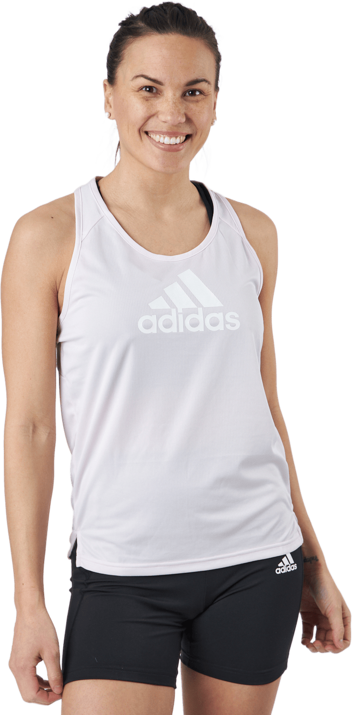 W Bl Tk Almost Pink/white, Female, Apparels, Tops, Workout, White, XS