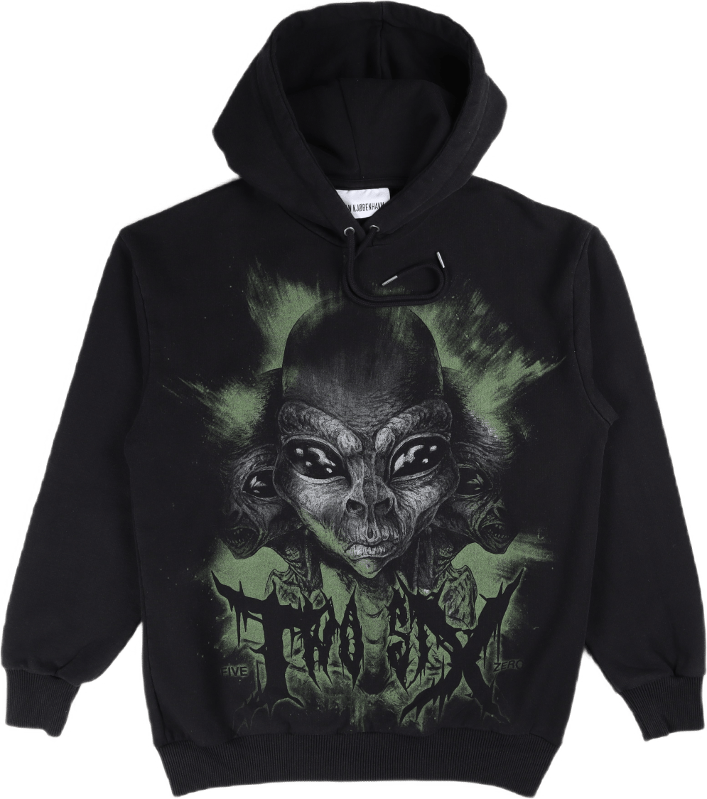 Artwork Hoodie Faded Black Alien