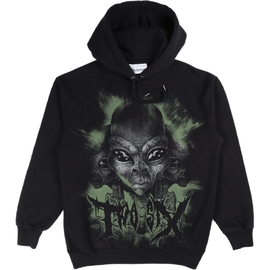 Artwork Hoodie Faded Black Alien