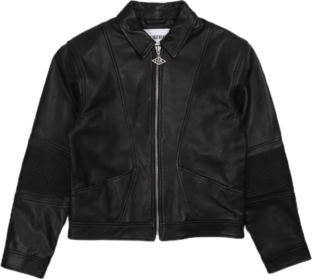 Cropped Leather Jacket Black Leather