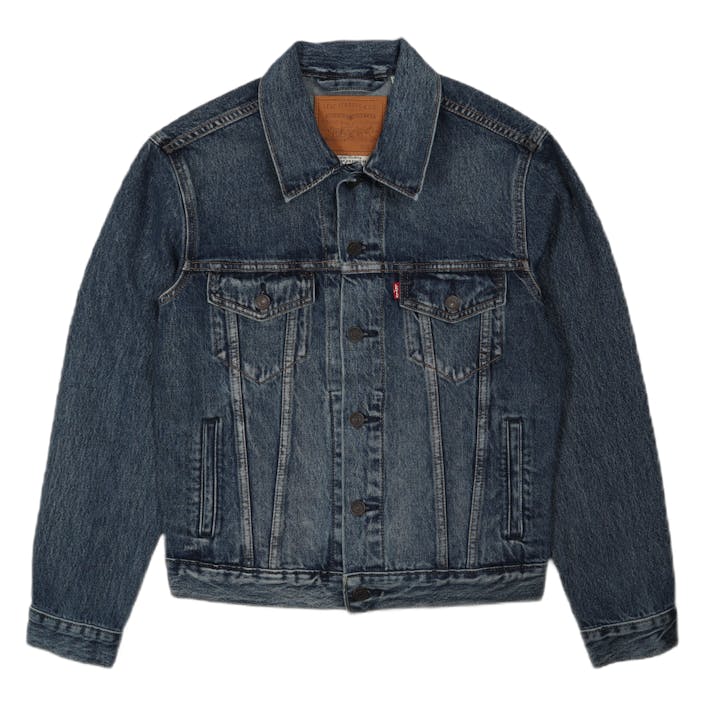 The Trucker Jacket Broadway Te Haystack, Male, Vêtements, vestes, Bleu, S