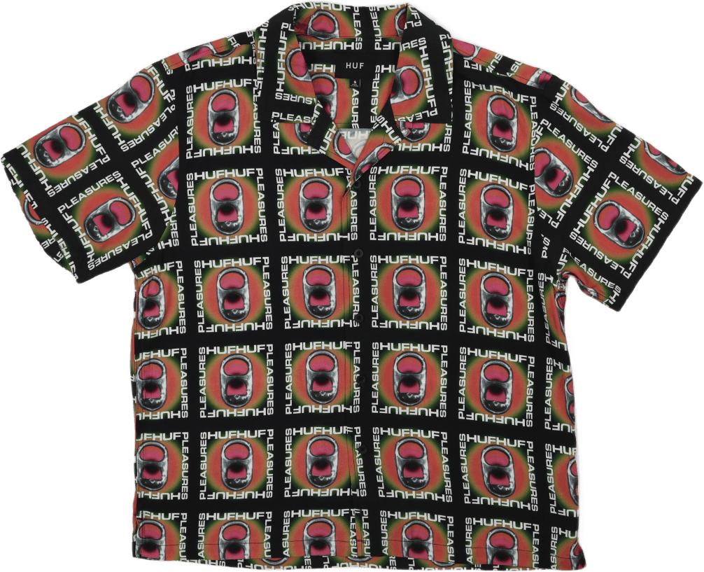 HUF X PLEASURES  POP TOP RAYON WOVEN SHIRT BLACK, Male, Odzież, Koszule, Wielokolorowy, S