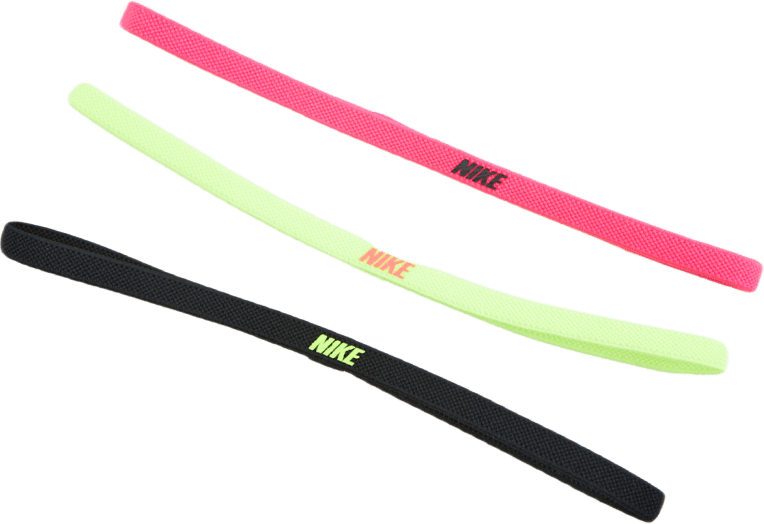 Nike Elastic Headbands 2.0 3 P Volt/black/hyper Pink, Unisex, varusteet, Harjoituslaitteet, Treeni, ONESIZE