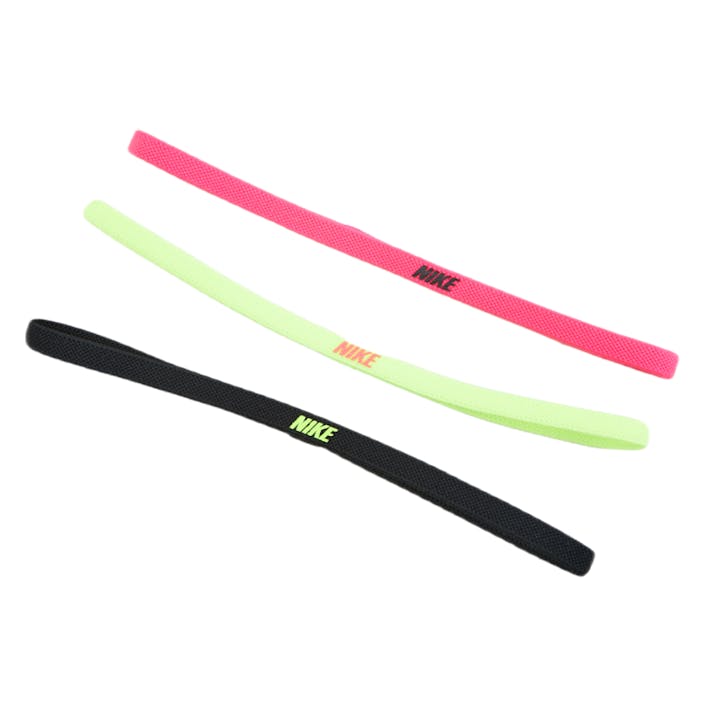 Nike Elastic Headbands 2.0 3 P Volt/black/hyper Pink, Unisex, varusteet, Harjoituslaitteet, Treeni, ONESIZE