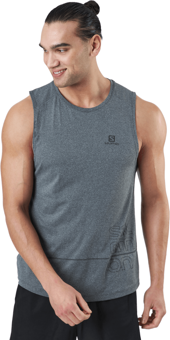 Cross Run Graphic Tank M Black/heather, Male, Apparels, Tops, Running, Grey, L
