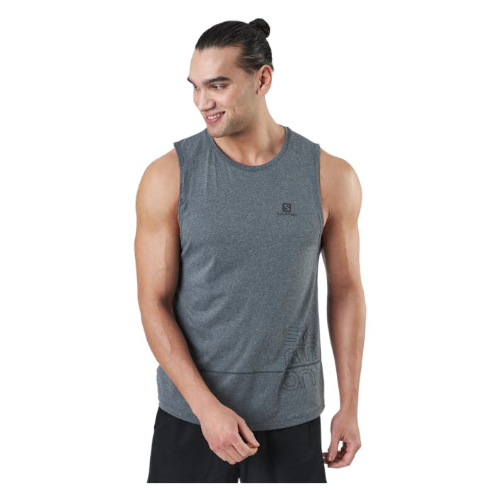 Cross Run Graphic Tank M Black/heather, Male, Apparels, Tops, Running, Grey, S