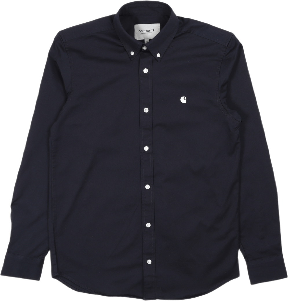 L/s Madison Shirt Dark Navy / White, Male, Odzież, Koszule, Niebieski, L