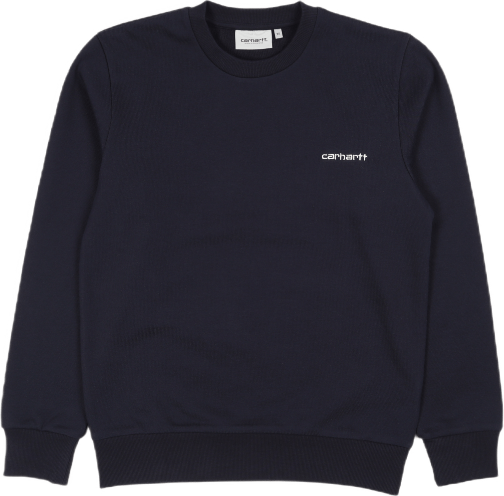 Script Embroidery Sweat Dark Navy / White, Male, Ropa, sudaderas con capucha y sudaderas, Azul, XL