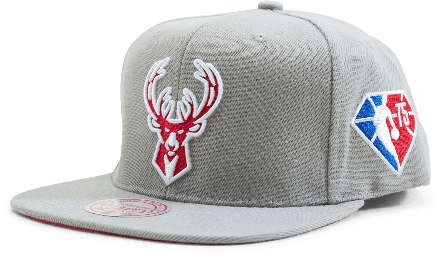 Bucks 75th Snapback, Unisex, Ropa, Sombreros y gorras, Gris/Rojo, ONESIZE