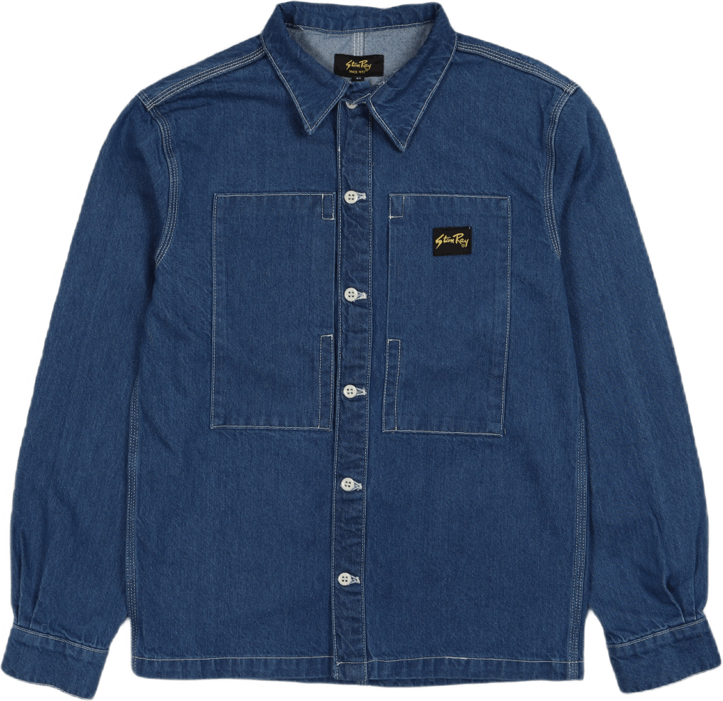 Prison Shirt Stonewashed Denim, Male, Kläder, Skjortor, Blå, L