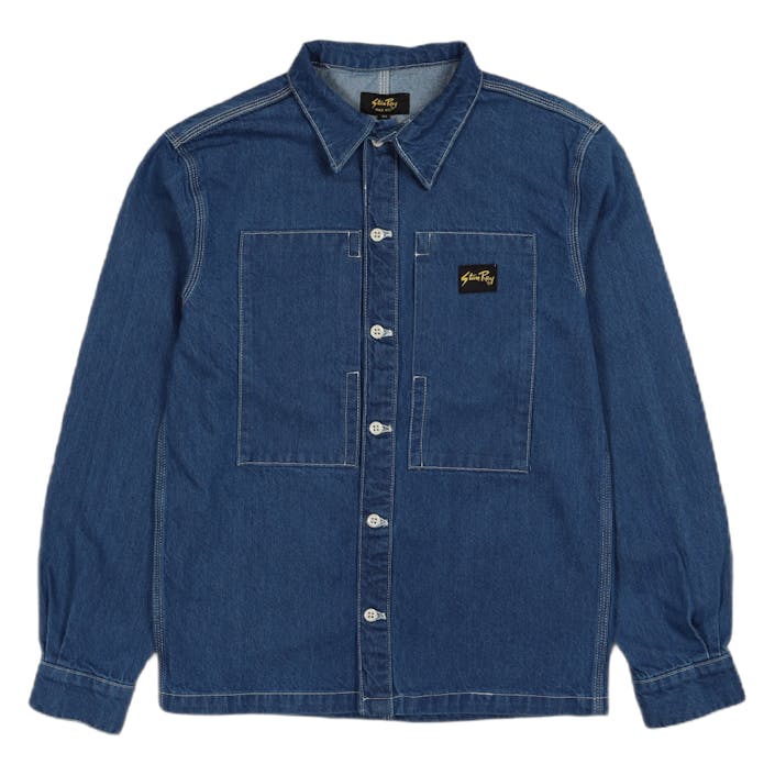 Prison Shirt Stonewashed Denim, Male, Kläder, Skjortor, Blå, L