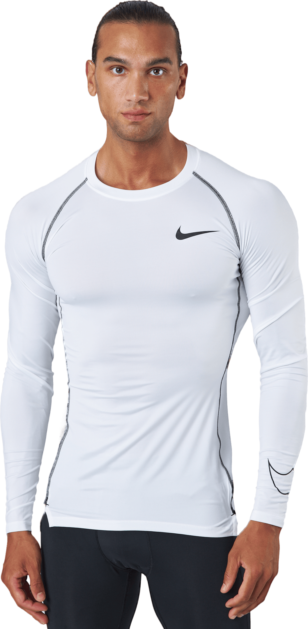 Pro Dri-FIT Men’s Tight Fit Long-Sleeve Top WHITE/BLACK/BLACK