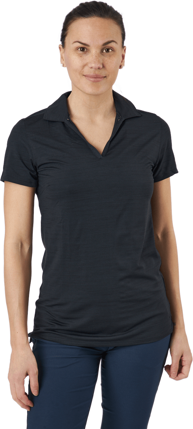 W Cloudspun Coast Polo Puma Black Heather, Female, Apparels, T-shirt, Golf, Black, S