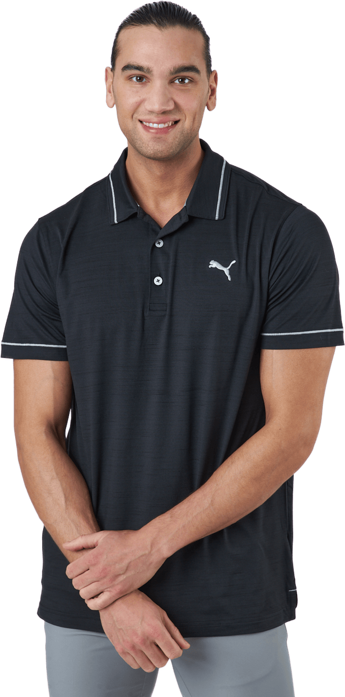 Cloudspun Monarch Polo Puma Black Heather-high Rise, Male, Apparels, T-shirt, Golf, Black, XXL