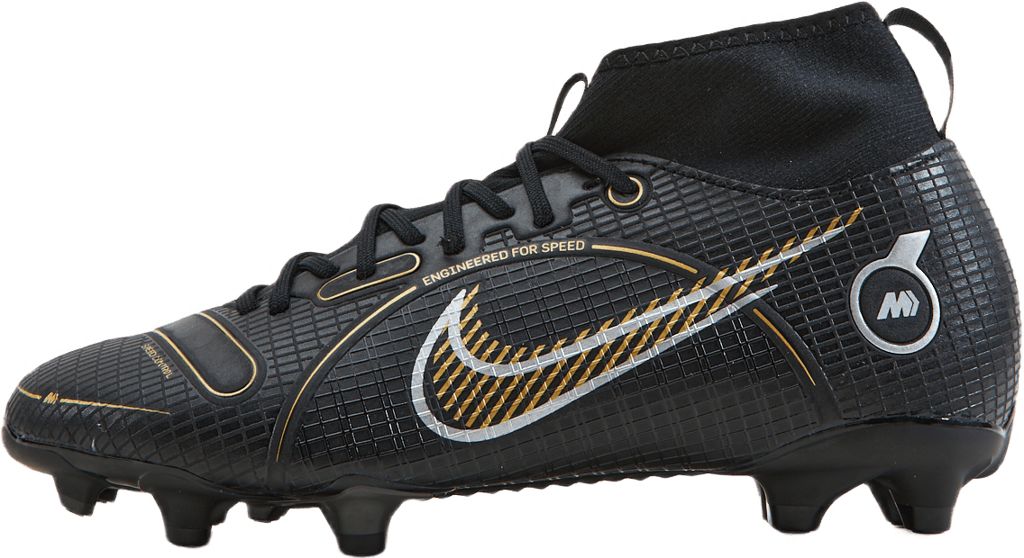 Junior Superfly 8 Academy Fg/mg Black/metallic Gold-metallic S, Unisex, Kengät, Jalkapallokengät, Jalkapallo, Musta, EU 38