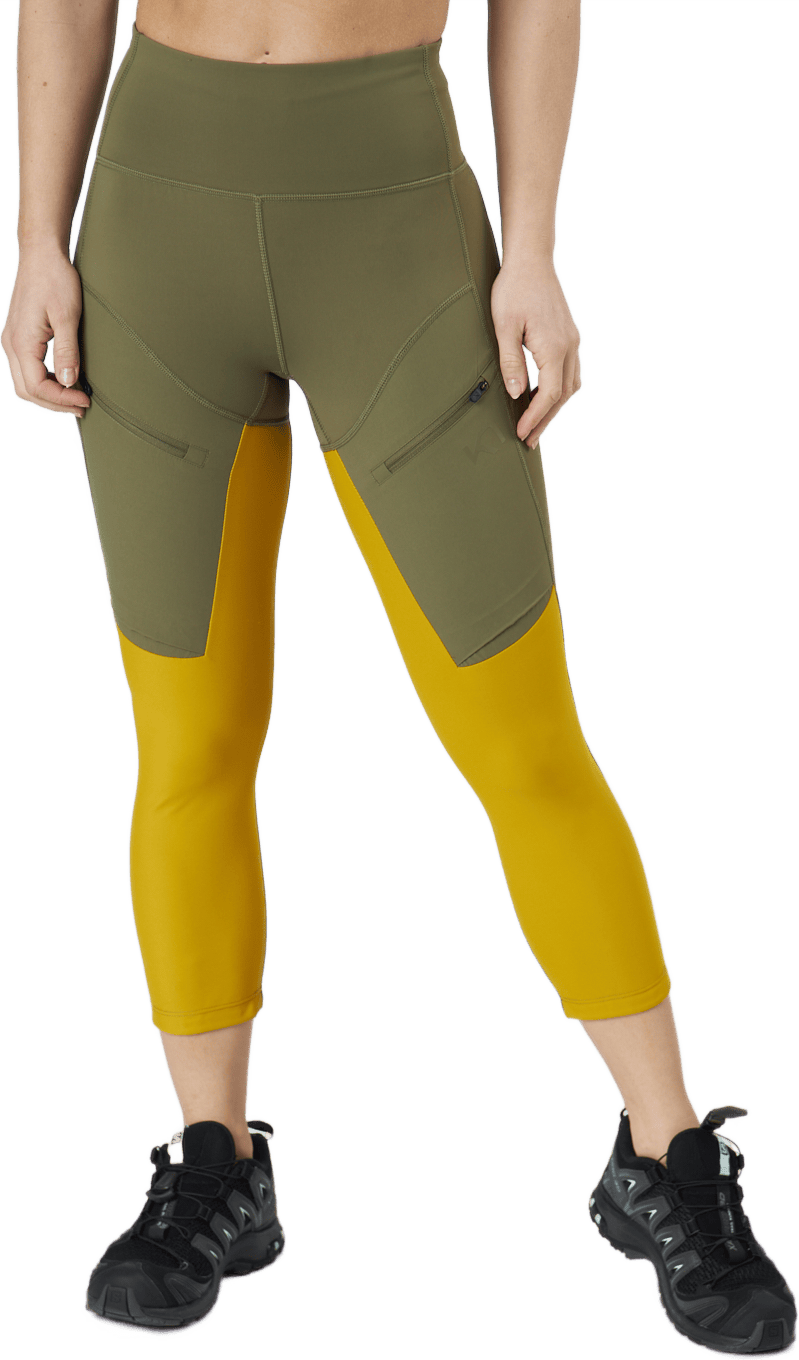 Ane Hiking Capri Palm, Female, Apparels, Leggings, Green/Yellow, XS