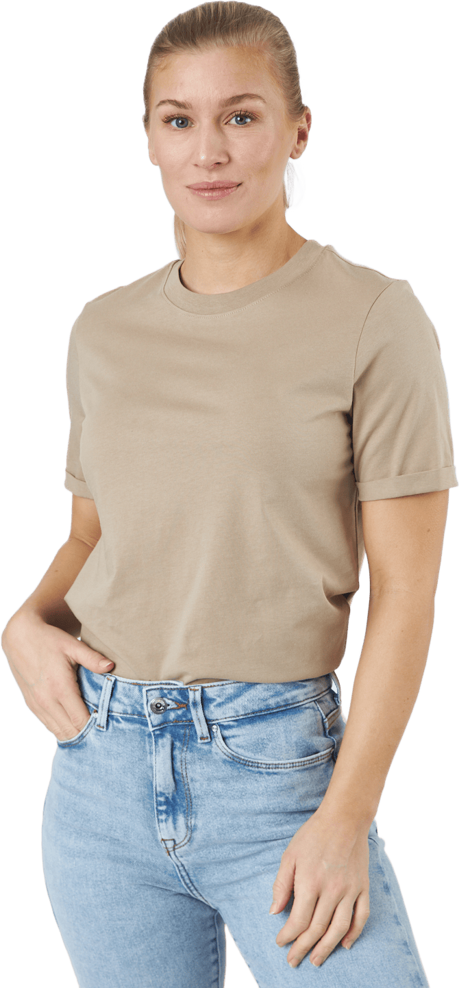 Pcria Ss Fold Up Solid Tee  Bc Silver Mink