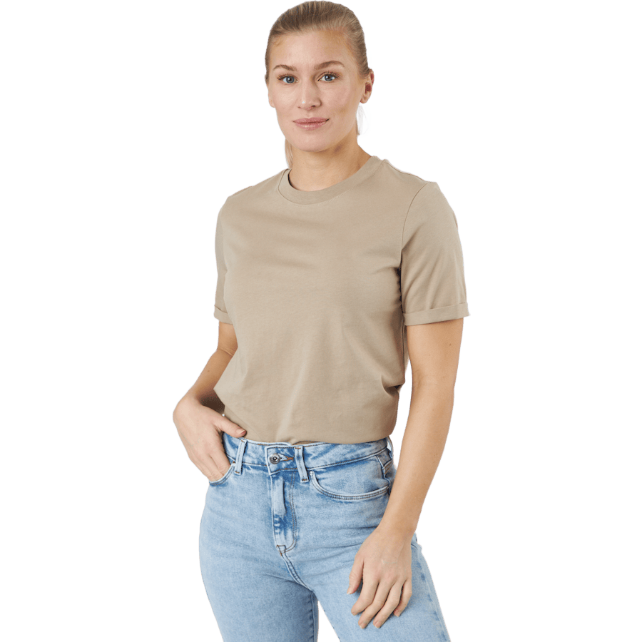 Pcria Ss Fold Up Solid Tee Bc Silver Mink