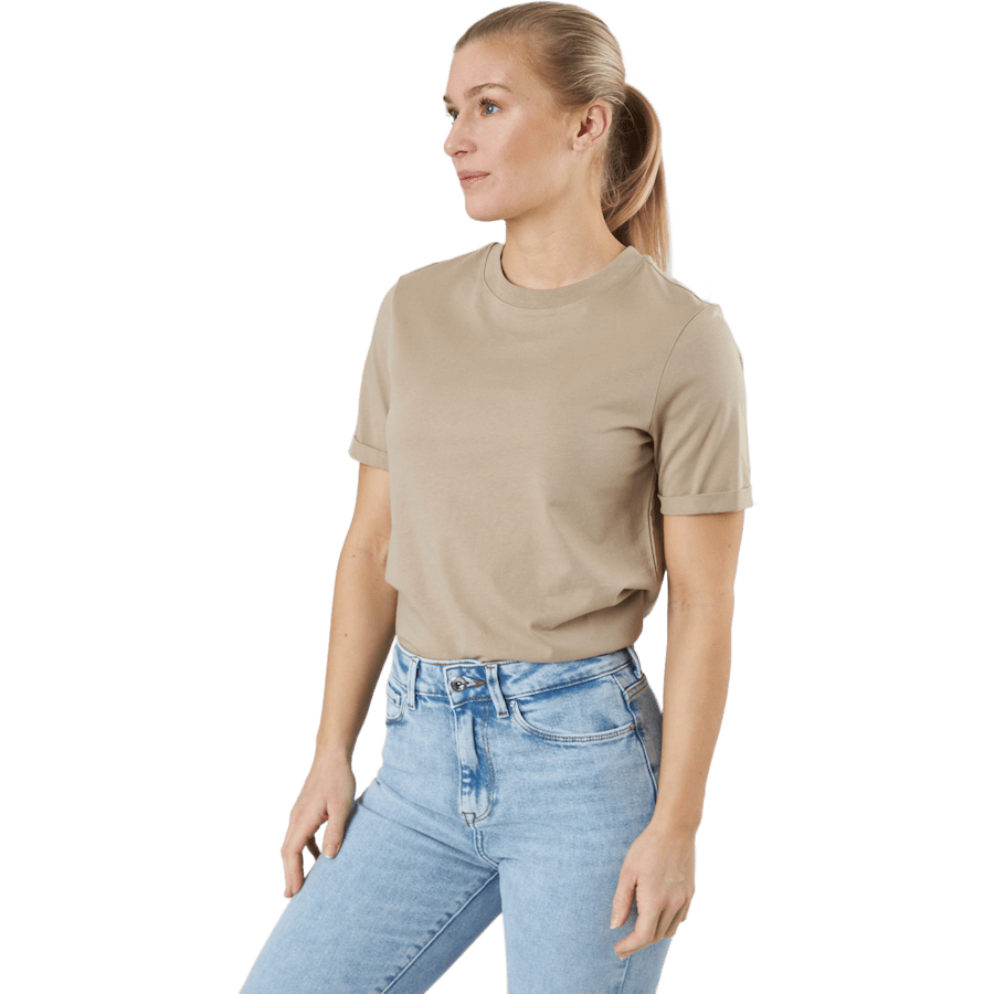 Pcria Ss Fold Up Solid Tee Bc Silver Mink - Bild 2
