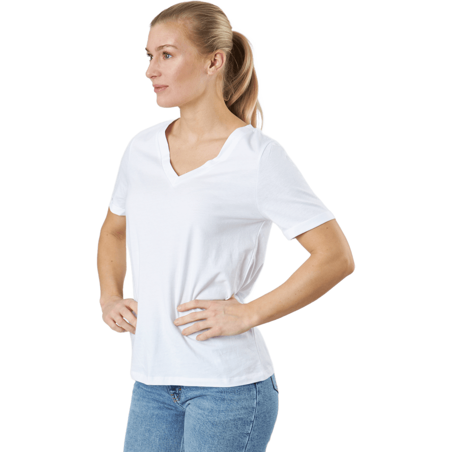 Pcria Ss V-neck Solid Tee Bc Bright White - Bild 2