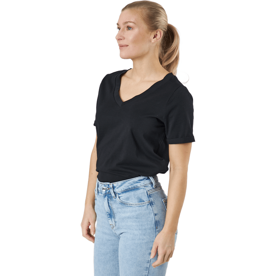 Pcria Ss V-neck Solid Tee Bc Black - Bild 2