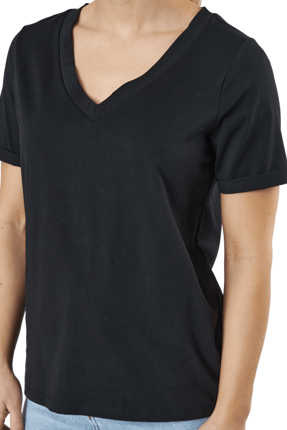 Pcria Ss V-neck Solid Tee  Bc Black - Bild 4