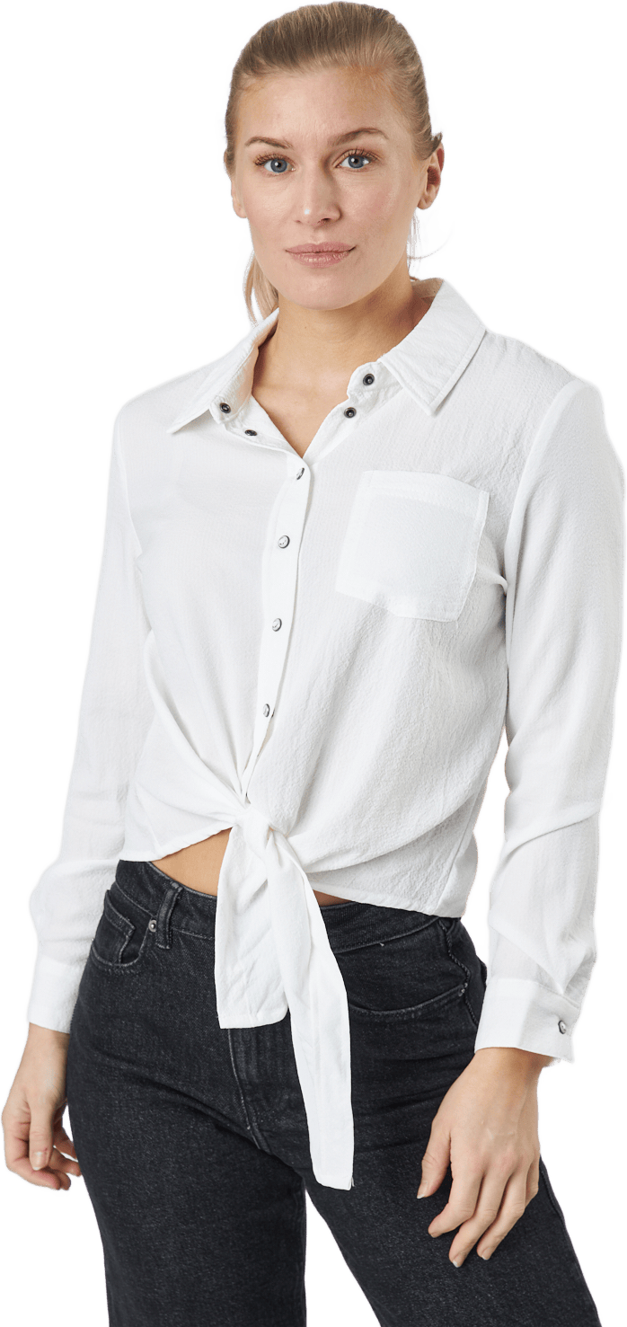 Onllecey Ls Knot Shirt Noos Cloud Dancer, Female, Abbigliamento, Camicie, Bianca, XL