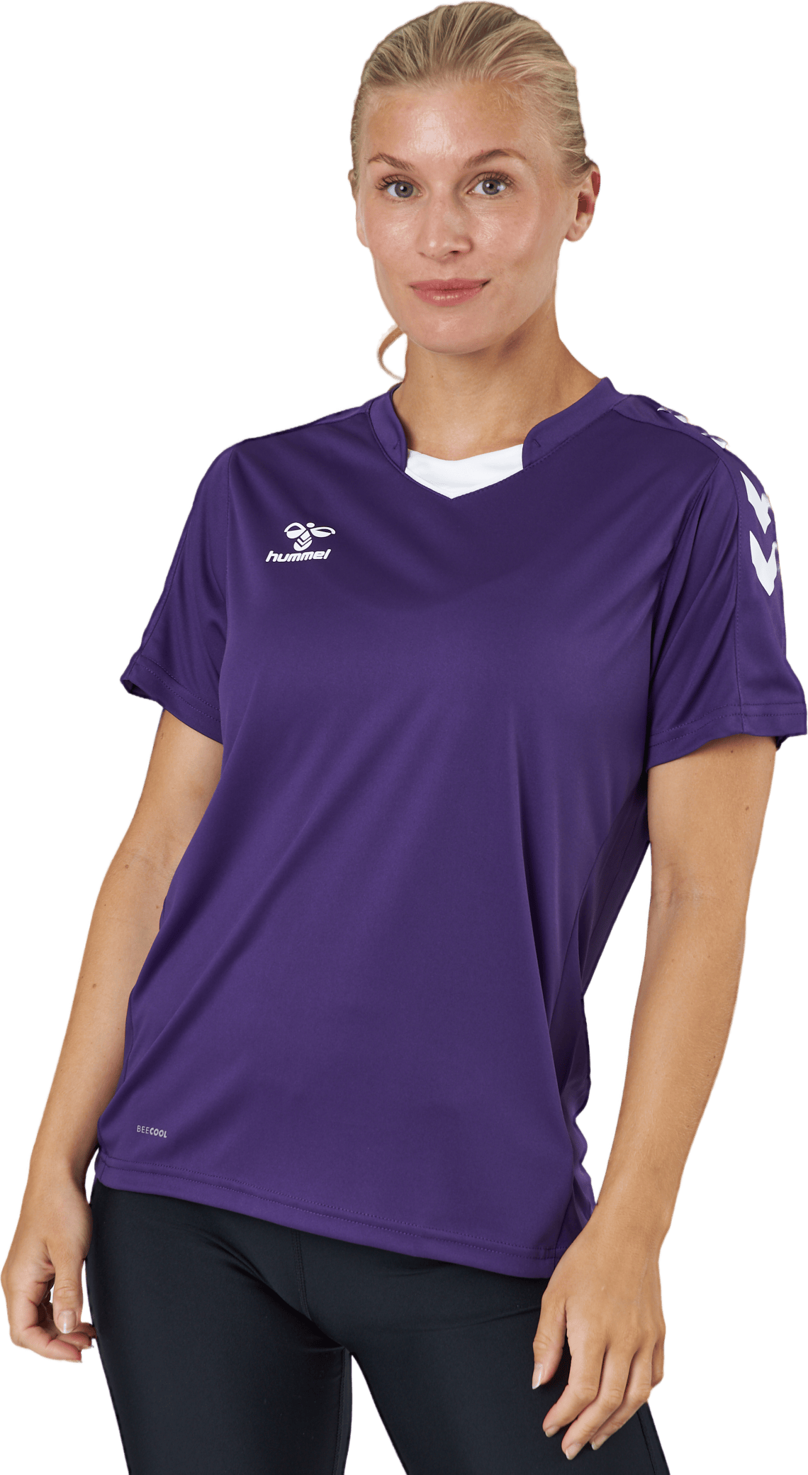 Hmlcore Xk Poly Jersey S/s Wom Acai/white, Female, Apparels, T-shirt, Purple, L