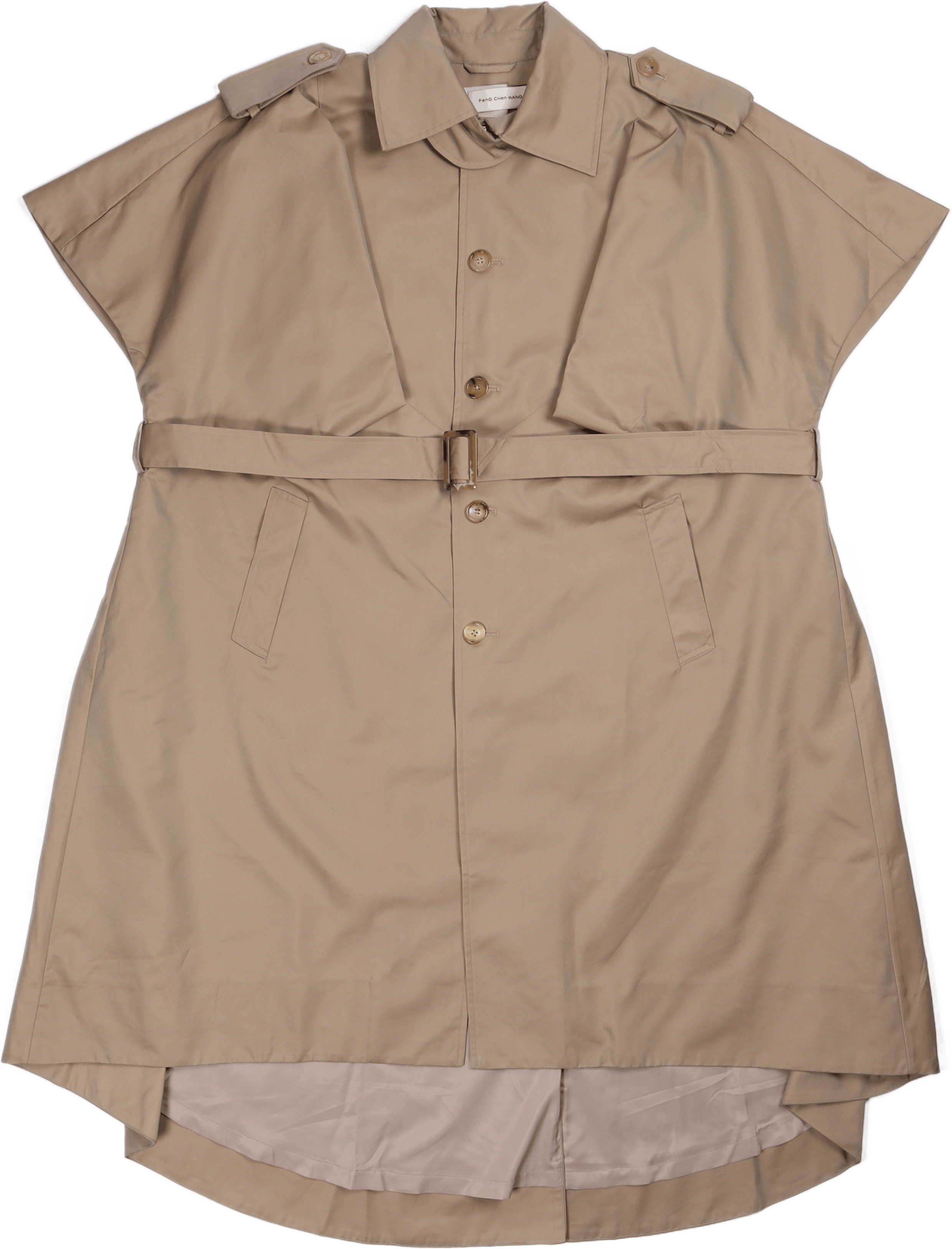 Sleeveless Trench Coat Khaki, Female, Apparels, jackets, Beige, L