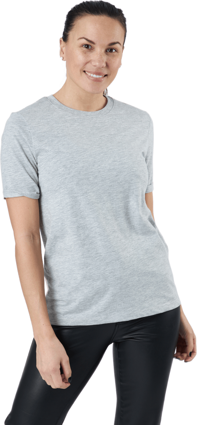Ria Ss Fold Up Solid Tee Grey, Female, Ropa, Camiseta de manga corta, Gris, L