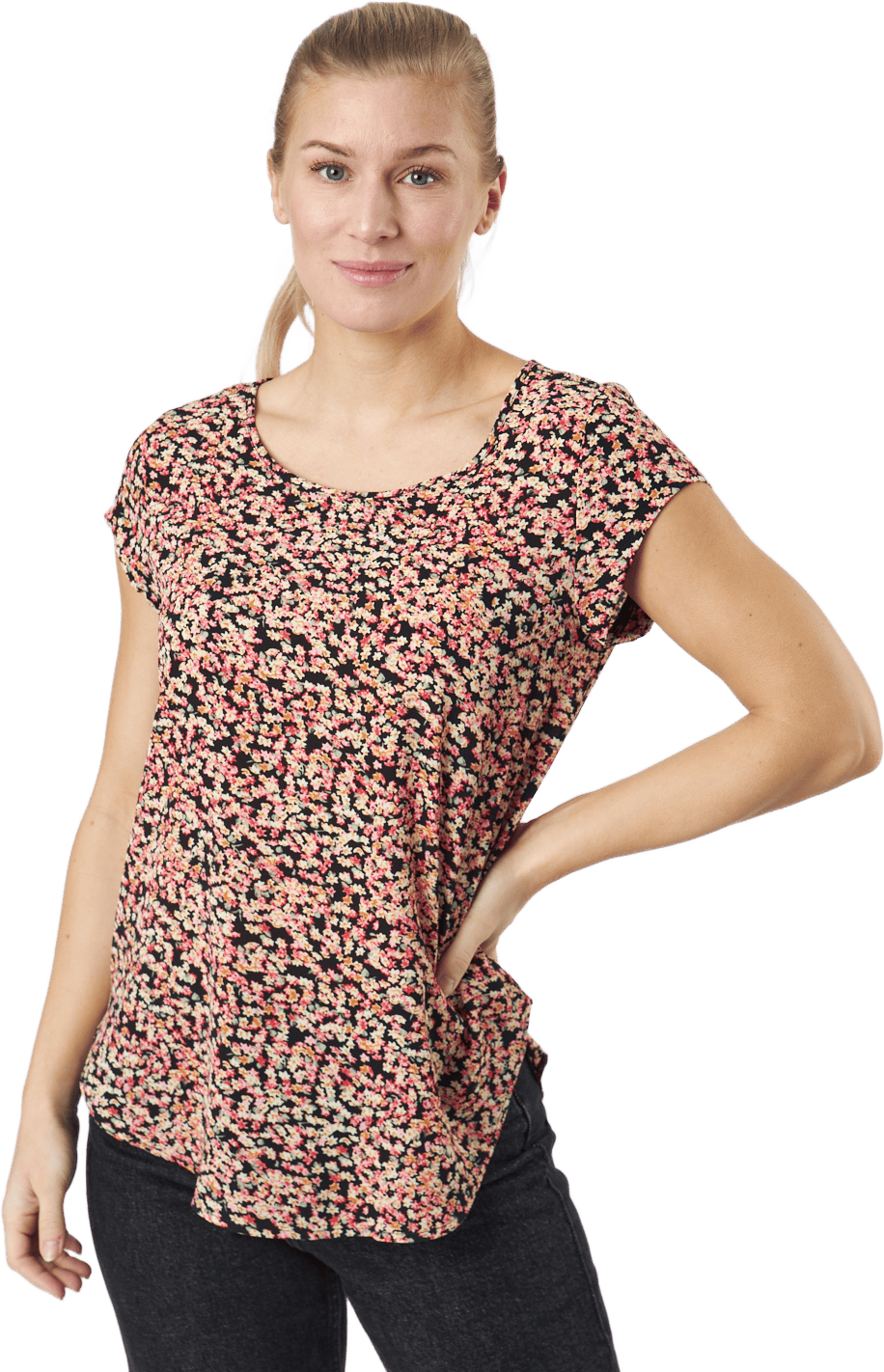 Onlvic Ss Aop Top Ptm Black