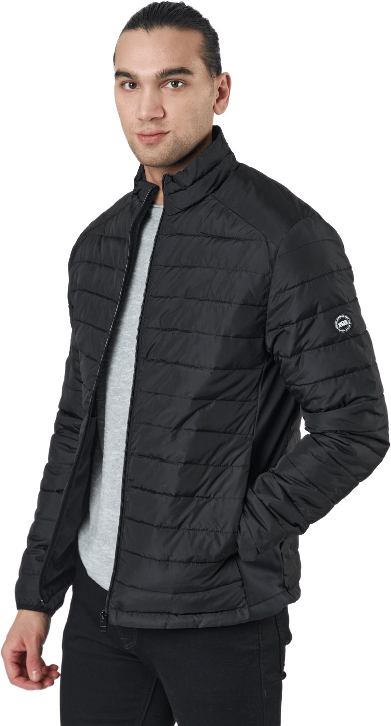 Jjeace Spring Puffer Collar Sn Black, Male, Apparels, jackets, Black, M