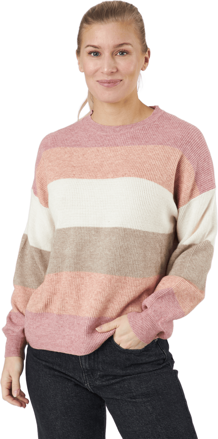 Onlatia L/s Stripe Pullover Kn Dusty Rose, Female, Bekleidung, Hemden, Mehrfarbig, XL