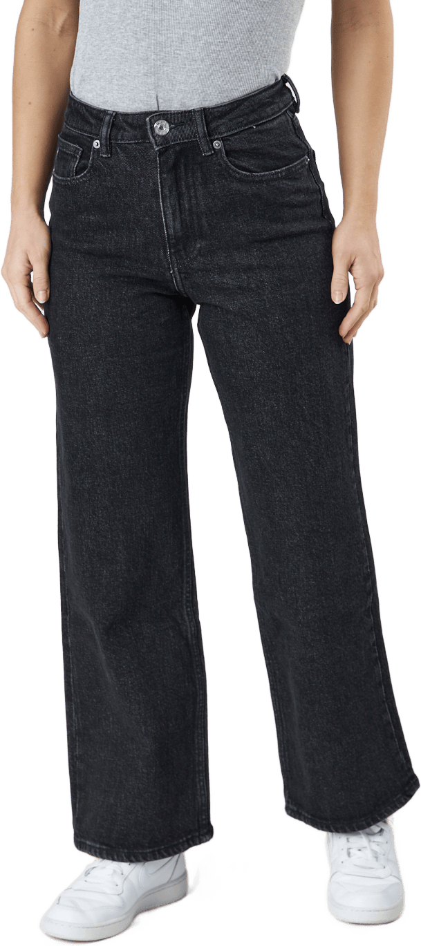 Onljuicy Hw Wide Leg Rea244 No Black Denim, Female, Apparels, Pants, Black, 26"/32"
