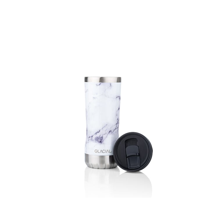 Tumbler White Marble 350ml, Unisex, Apparatuur, flessen & flacons, Zwart, ONESIZE