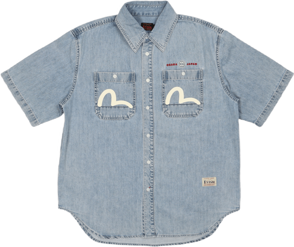 Fortune Cat With Daruma Buddy  Indigo Dark Tone, Male, Odzież, Koszule, Niebieski, L