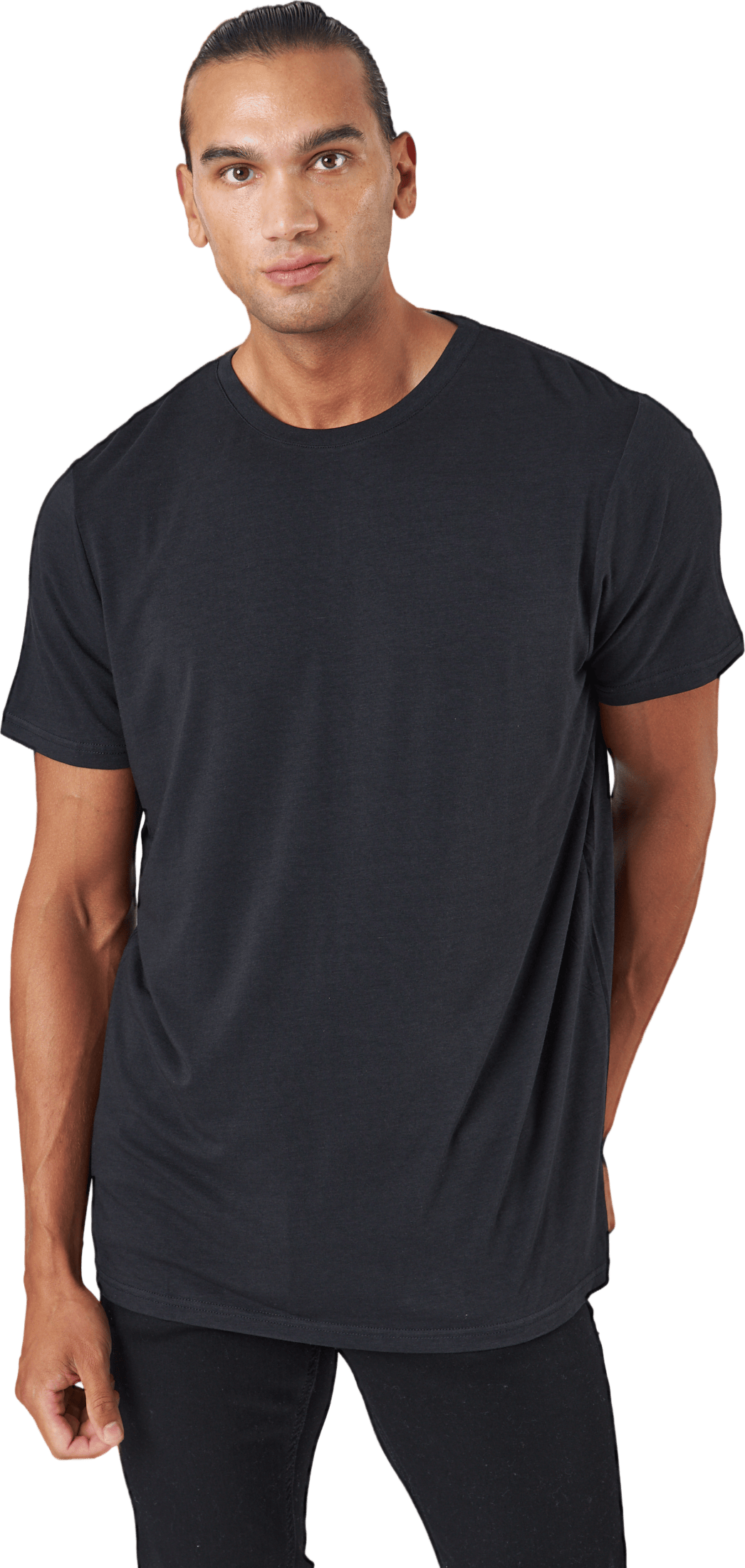 R-neck Tee Bamboo Black, Male, Apparels, T-shirt, Black, XL