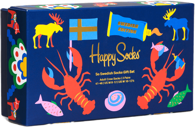 3-pack So Swedish Socks Gift S 200, Unisex, Odzież, Skarpety, styl życia, Niebieski, 36-40