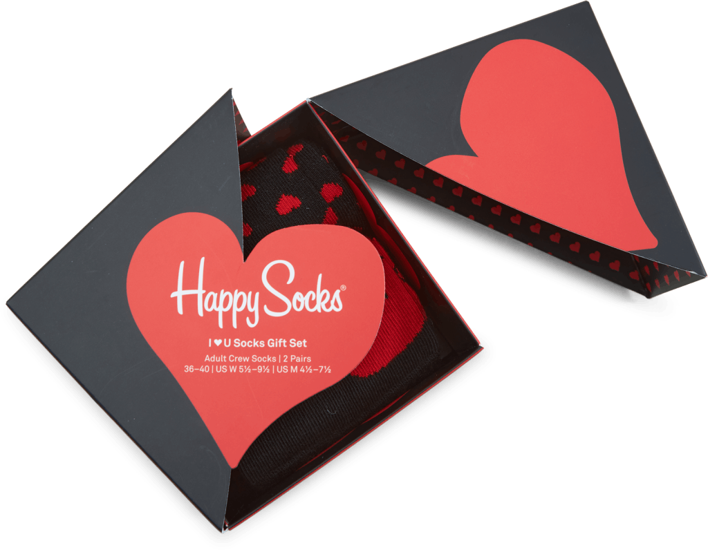 2-pack I Heart You Socks Gift  9350, Unisex, Apparels, Socks, lifestyle, Black, 36-40